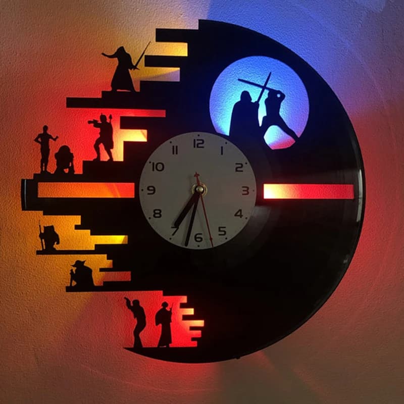 ZK50 Creative Planet LED Wall Lamp Background Wall clock Night light Plug-in Version with remote control Decorative lamp