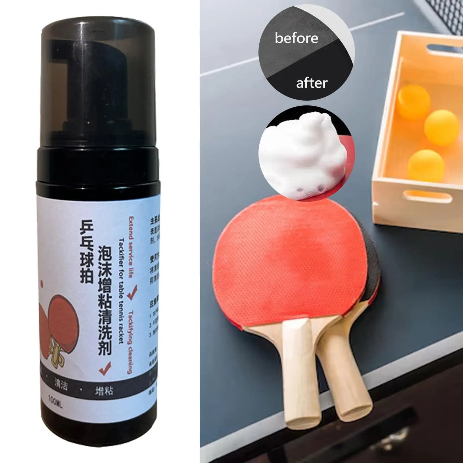Pulizia delle mazze da ping pong Pulitore per racchette da ping pong con pagaia pulita