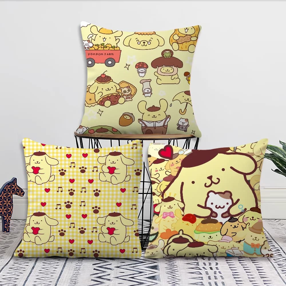 MINISO Cartoon P-Pompompurin-S Federa per cuscino carina Divano Soggiorno Camera da letto Testiera Cuscino per schienale Cuscino quadrato Tempo di pisolino