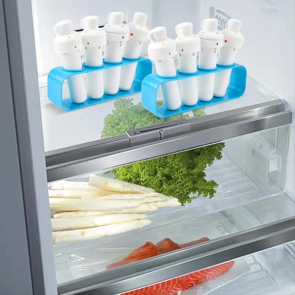 2-piece bottle holder with 4 slot organizer support, kitchen table tray for water bottle refills
