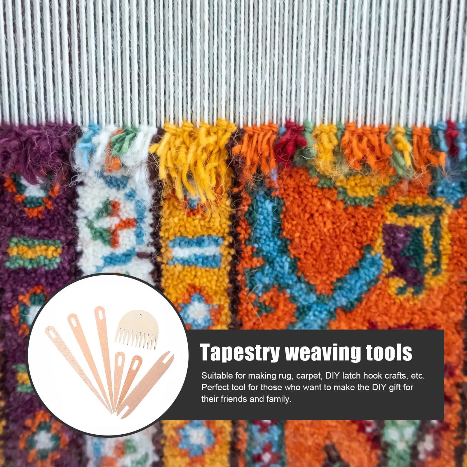 1Set Wooden Knitting Shuttles Set Hand Loom Stick Weaving Tools for Tapestry Scarf Sweater DIY Crochet Craft Projects