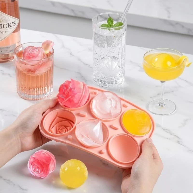 Nuovo Stampo per Ghiaccio a Forma di Rosa 2026, Vassoio in Silicone a Forma di Diamante per Cubetti di Ghiaccio per Whisky, Cocktail, Bar Domestico, Feste, Congelatore