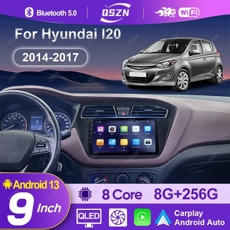 Android 13 Carplay For Hyundai I20 2014-2017 Car Radio Multimedia Video Player Stereo Navigation 9 Inch Head Unit