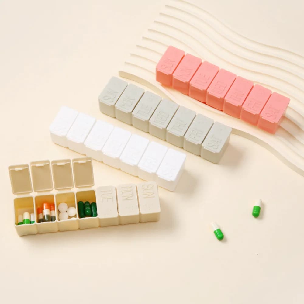 New Hot Portable Travel Mini Weekly 7 Days 7 Grid Pills Box Organizer Container For Medicine Strip Shaped Vitamins Fish Oils