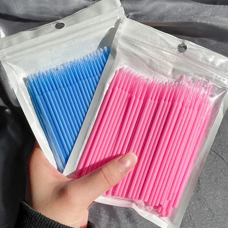 100 Pezzi Spazzole per Pulizia Ciglia, Micro Applicatori in Cotone per Extension Ciglia, Strumenti per Pulizia e Rimozione Trucco