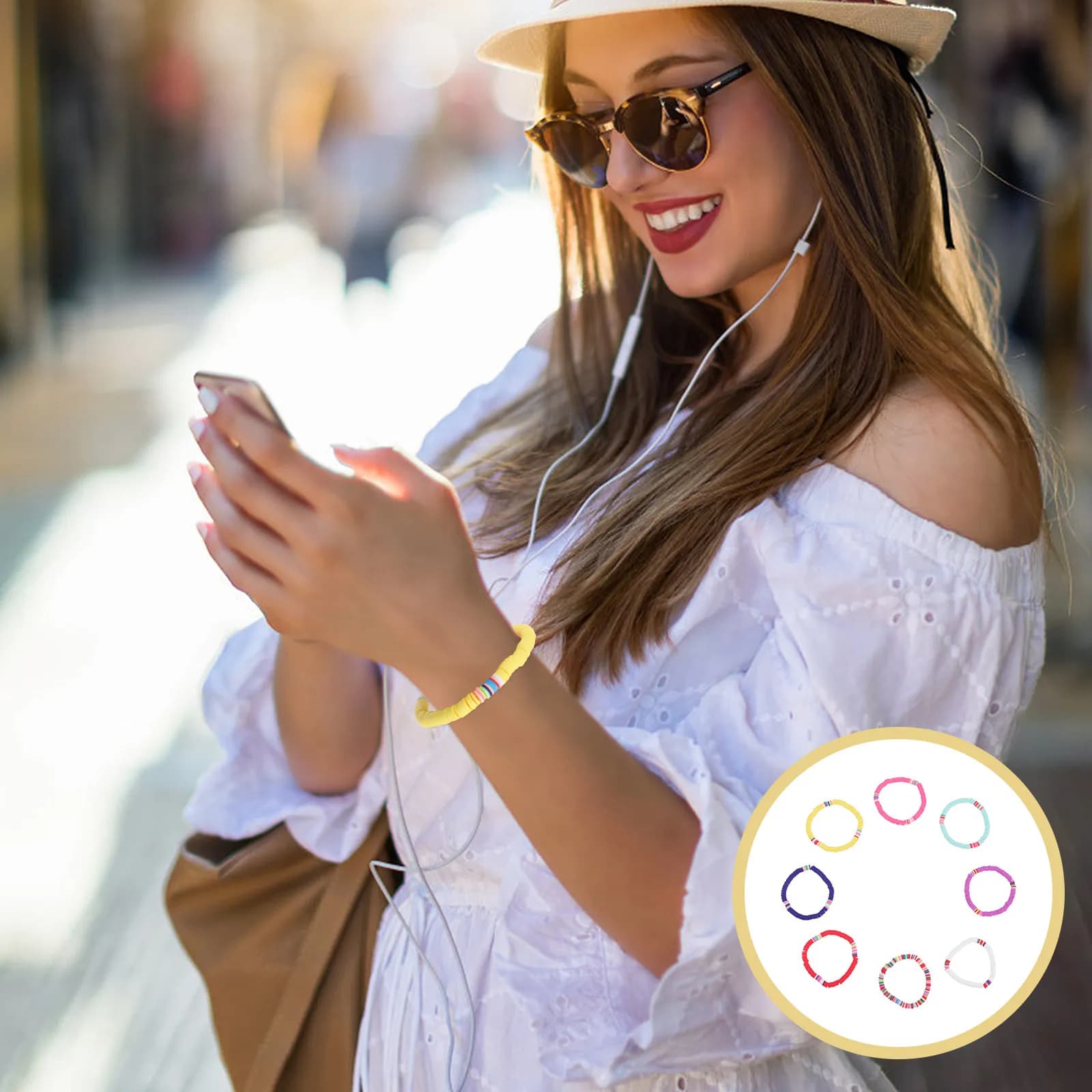 8 braccialetti con perline in argilla dai colori vivaci, braccialetti elastici impilabili da donna, accessori per abiti da spiaggia estivi, leggeri e comodi