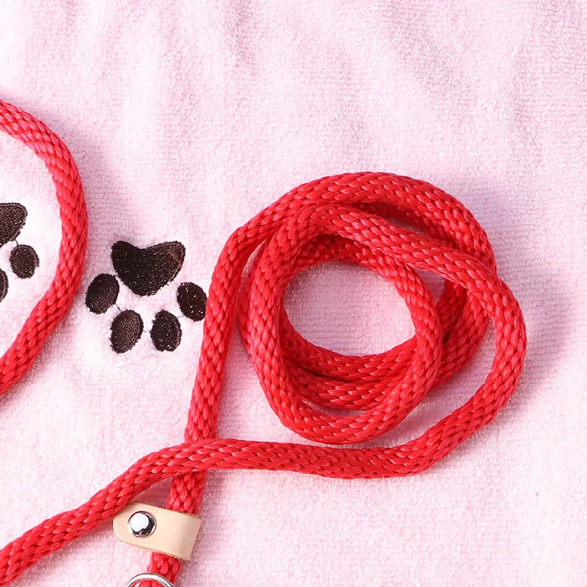 Dog Training Leash Nylon Collar Lead Rope Red Heavy Duty Adjustable Neck Pet Control Lead for Medium Large Dogs