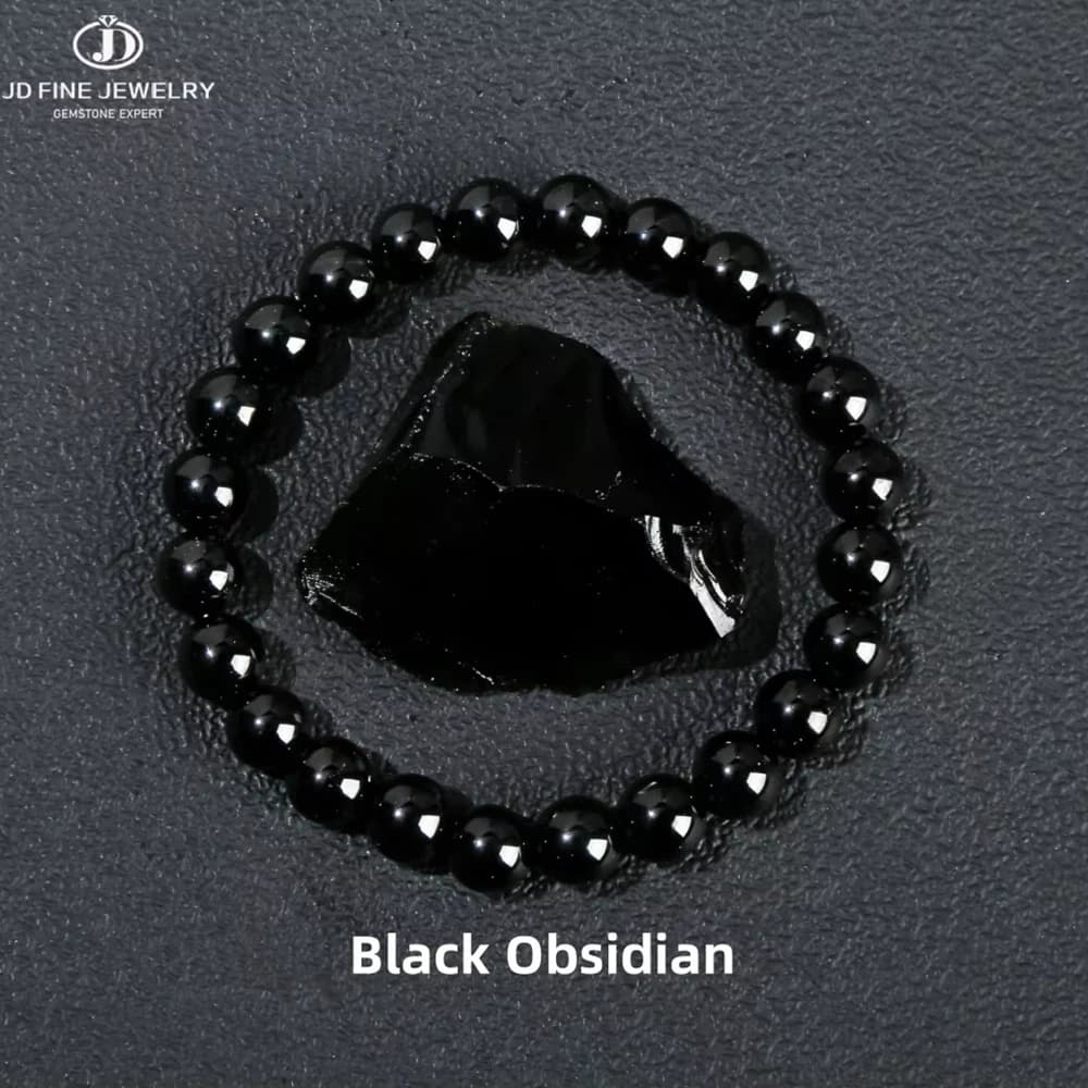 Braccialetti di ossidiana nera in pietra naturale Sollievo dal grasso Promuove la circolazione sanguigna Anti ansia Bracciale per la perdita di peso Donna Uomo Gioielli