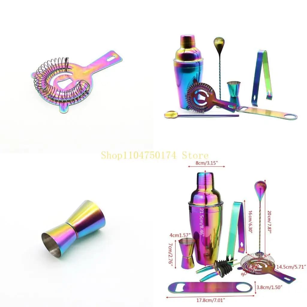 Set shaker per vino da cocktail colorato in acciaio inossidabile da 8 pezzi, da barista. Vendita superiore