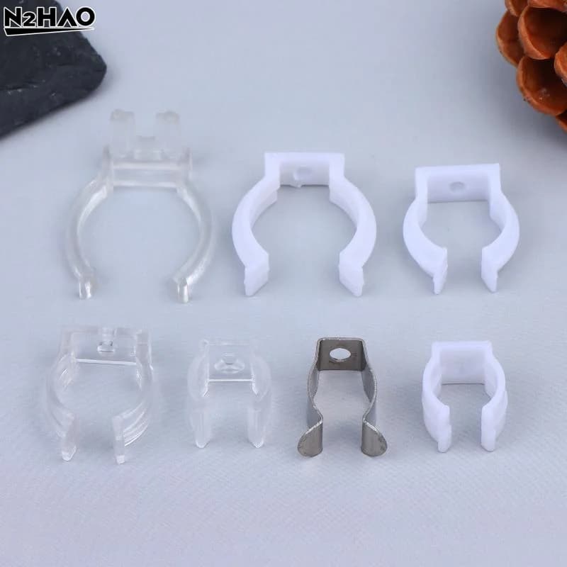 100Pcs Plastic T5 T8 LED Round Neon Fixed Clip Plastic Buckle Transparent White Connector Holder Silica Gel Tube Accessories