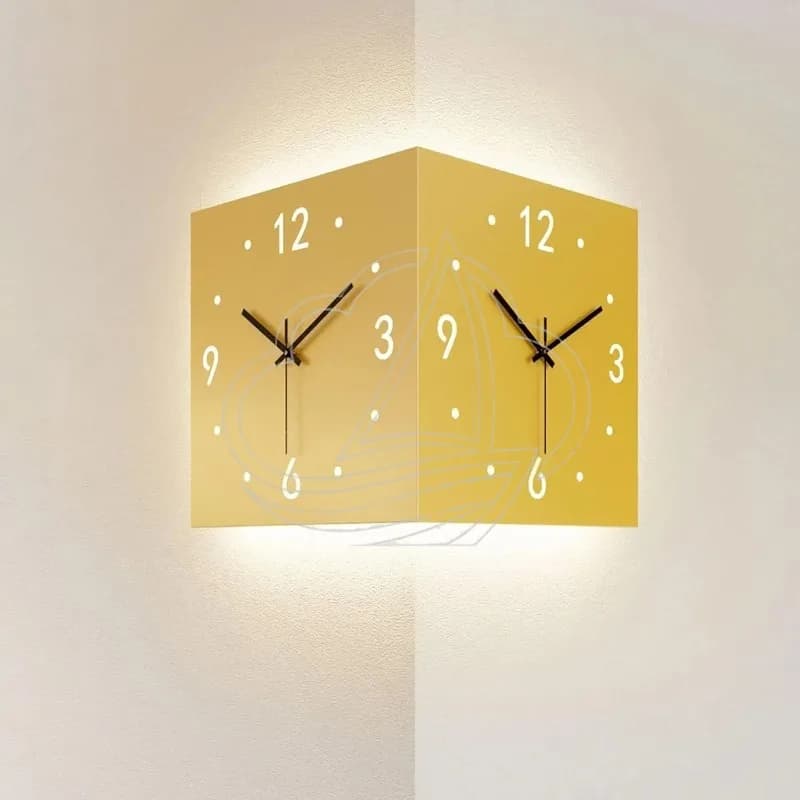 Orologio da Parete Bifacciale Moderno Silenzioso Luminoso Quadrato Digitale per Arredamento Soggiorno