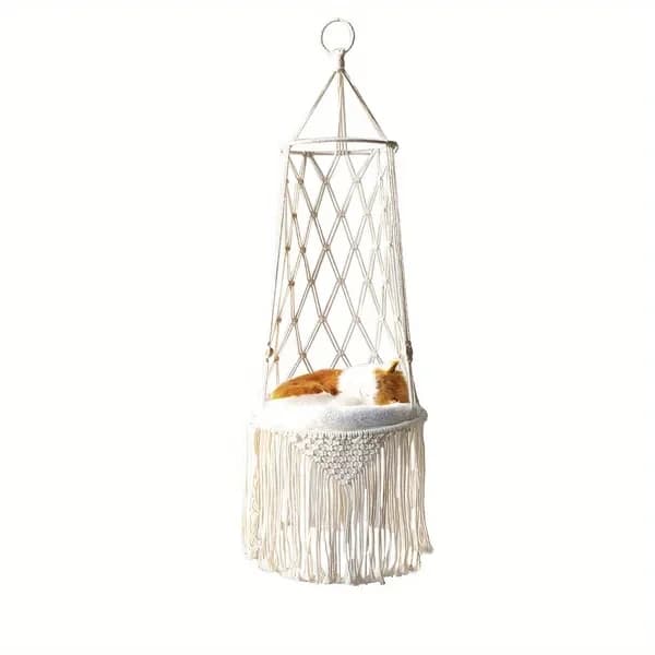 Cestino per amaca nido per gatti intrecciato a mano da 1 pezzo: comodo ed elegante letto per animali domestici da appendere alla parete per cani e gatti di piccola taglia