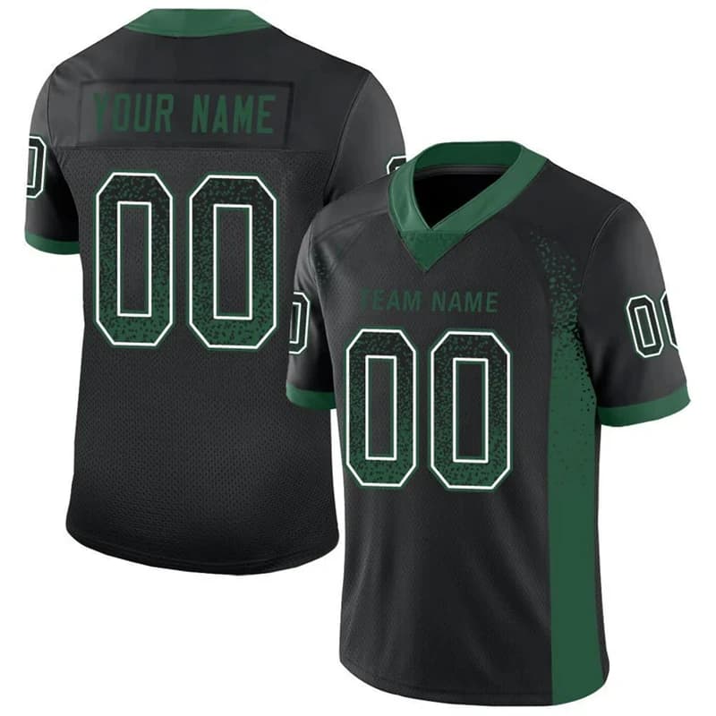 Magliette da calcio moda deriva colore nero per uomo Nome personalizzato Nome della squadra Numero Magliette da rugby con scollo a V Magliette sportive larghe casual
