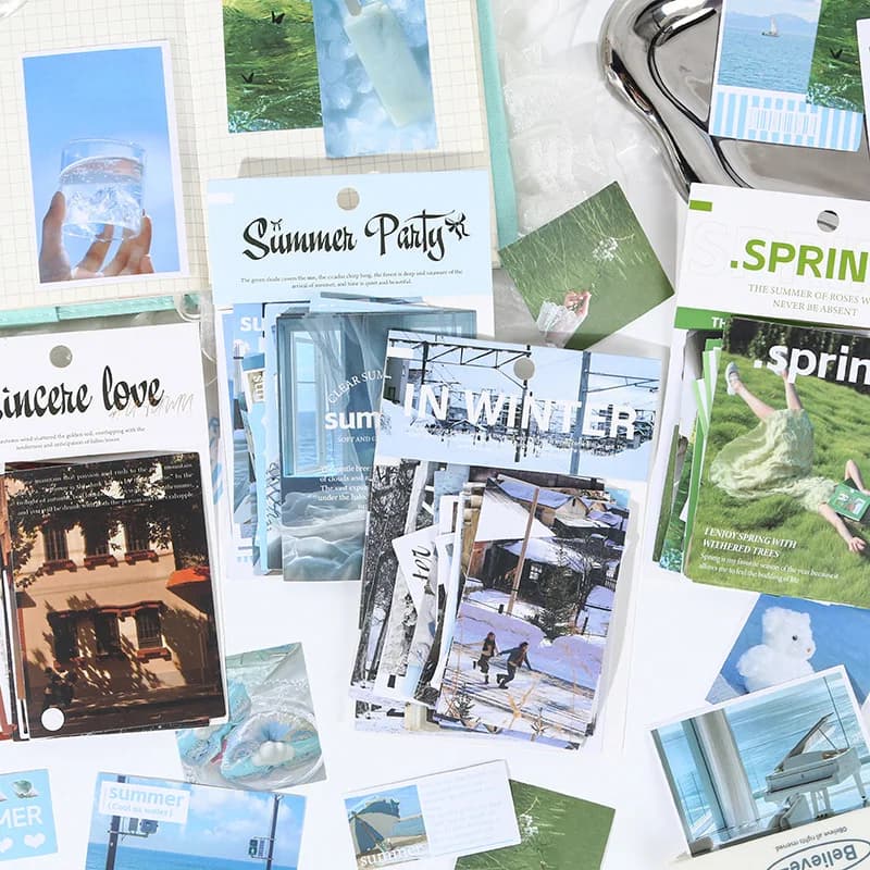 50 Sheets of Four Seasons Landscape Sticker Set, Vivid Seasonal Scenes for Journal Decoration and Scrapbooking