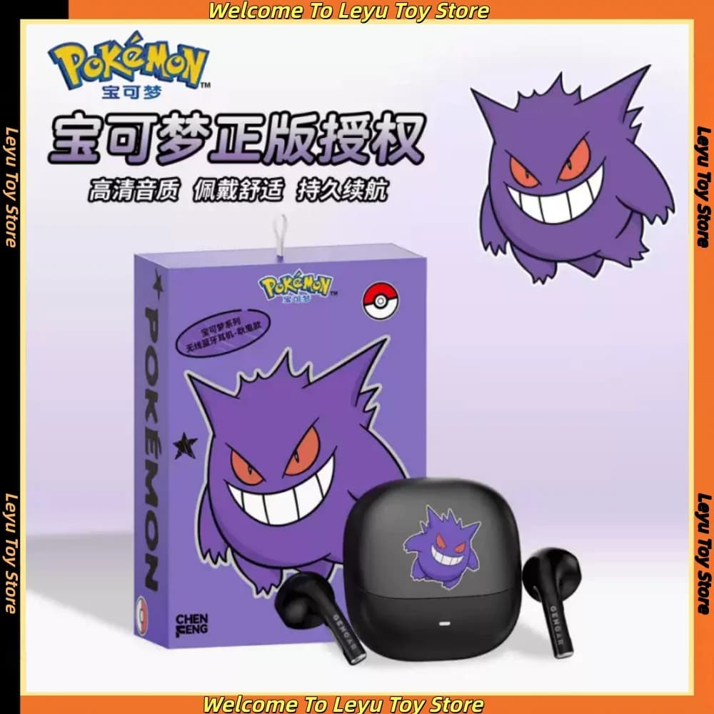Genuine Pkm Gengar Pikachu Anime Bluetooth Wireless Headset Gaming Stereo Sports Headphones New Noise Cancelling Games For 2026