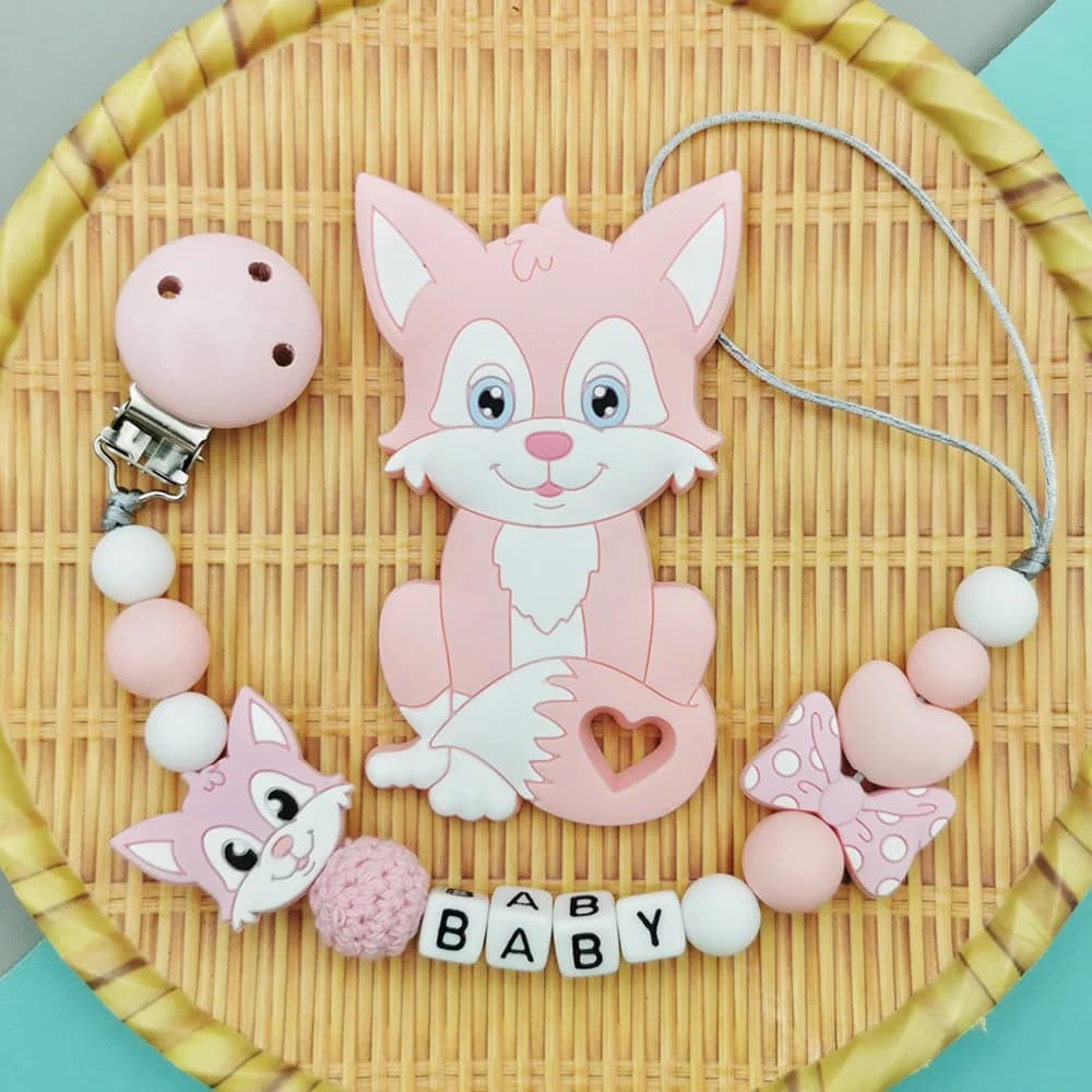 Catenelle Portaciuccio Personalizzate in Silicone con Lettere in Acrilico, Ciondoli Massaggiagengive, Ciuccio per Neonati, Regali Kawaii