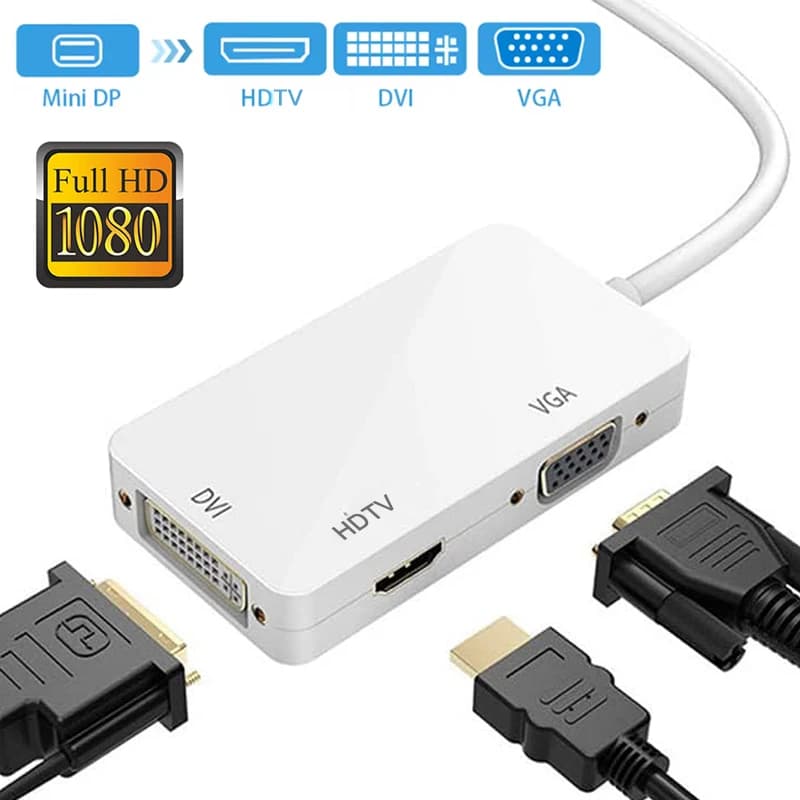 3 in 1 Mini Displayport DP Male to DVI HDMI compatible VGA Audio Female Display Adapter Cable Display Adapter For PC Projector