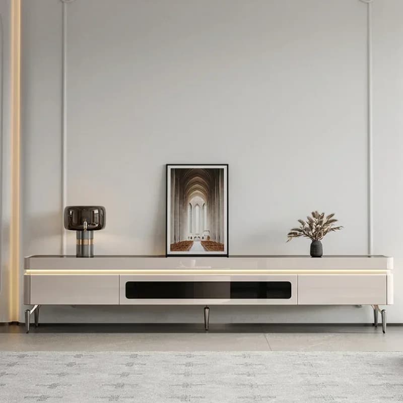 Simple and Cheap TV cabinet, Luxury Monitor Support with Drawers, Modern Mobile from Earth with Lighting and Space Container, Furniture for Living Room and Bedroom