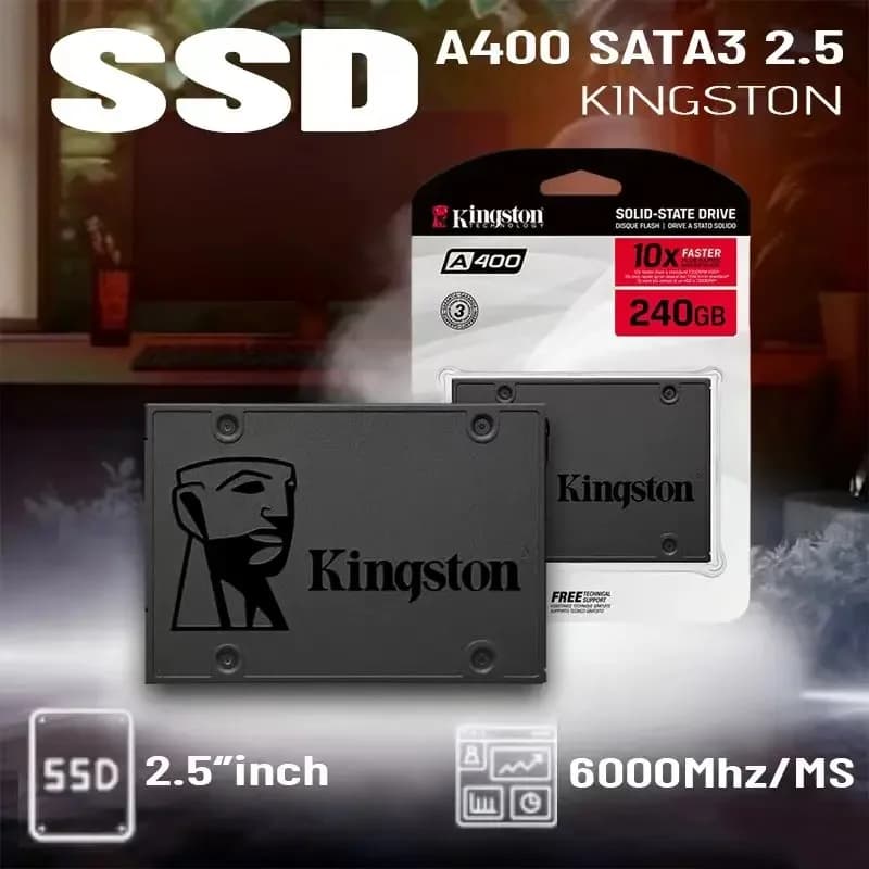 SSD Kingston A400 Interno da 960GB, 480GB, 240GB, 120GB, Unità a Stato Solido da 2,5 Pollici SATA III per Laptop e PC Desktop