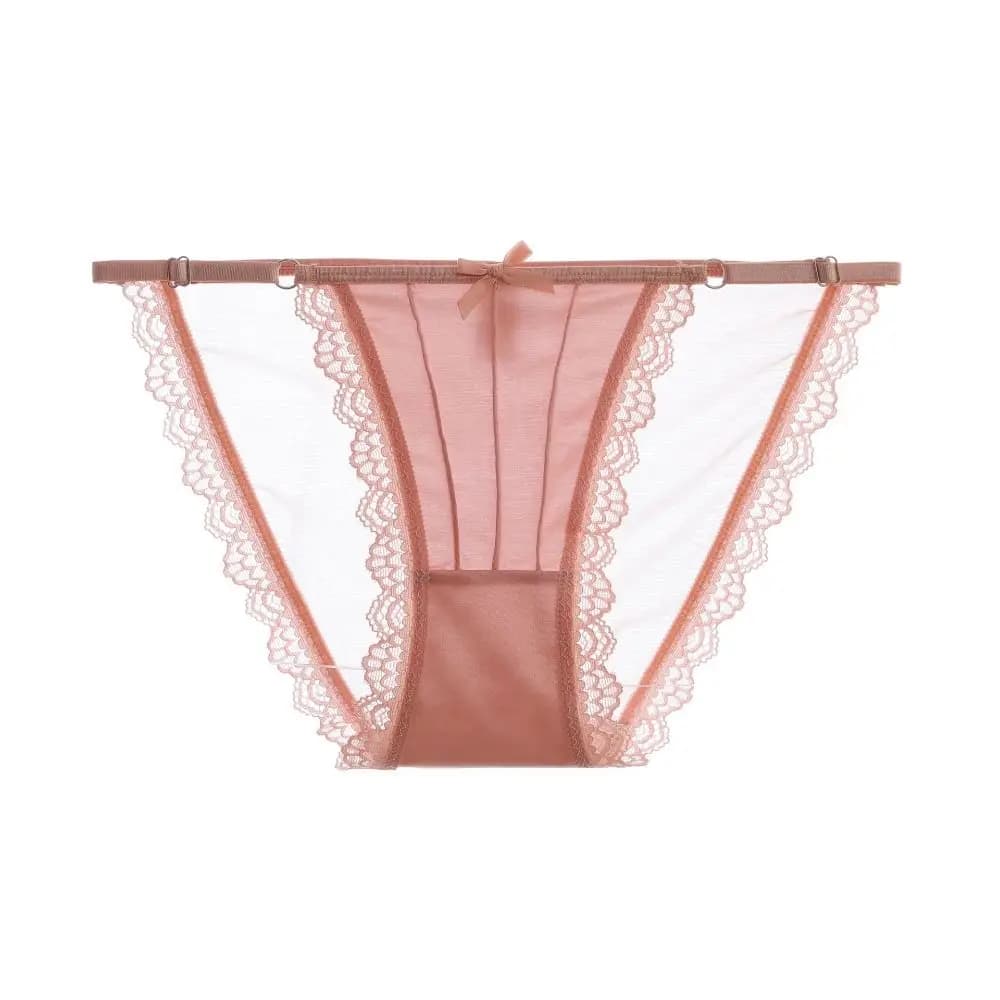 Summer Low Waist Lace Panties Transparent Bow Mesh Briefs Satin Silk Lingerie Lace Thin Underwear Girl