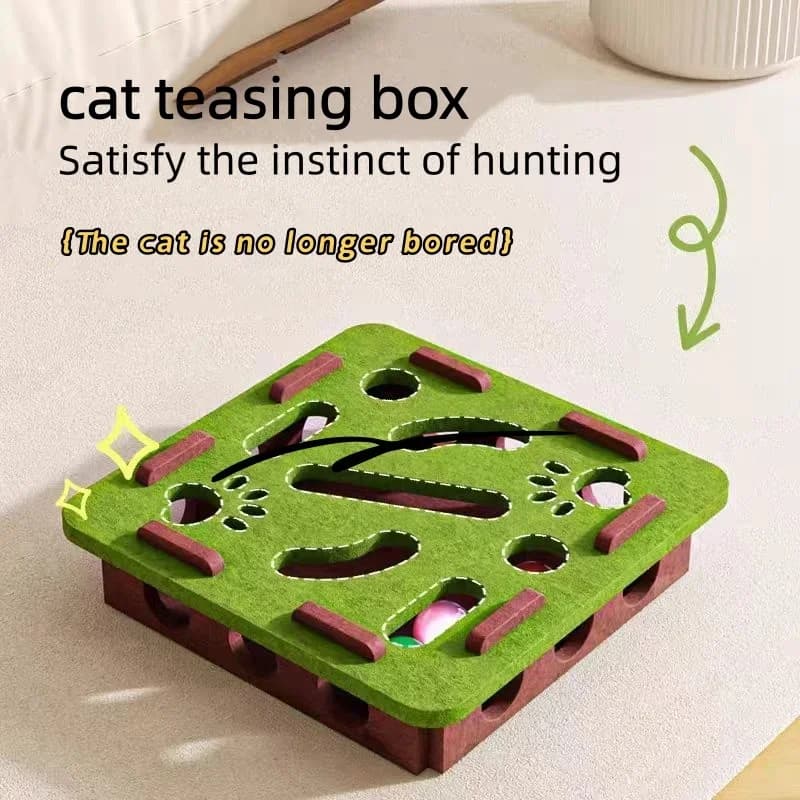 Gioco Interattivo per Gatti: Labirinto in Feltro con Fori, Palline e Campanello - Divertente Tunnel per Gattini, Giocattolo Puzzle Auto-intrattenente