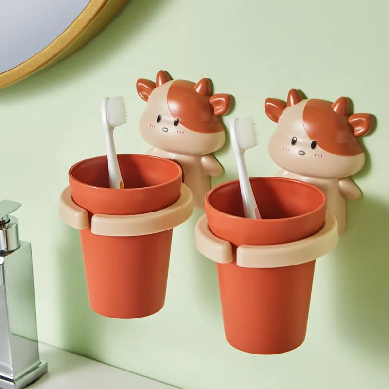 Set di bicchieri per collutorio Xiaoniu per uso domestico, porta spazzolini, nessuna perforazione richiesta, porta dentifricio e porta spazzolini.