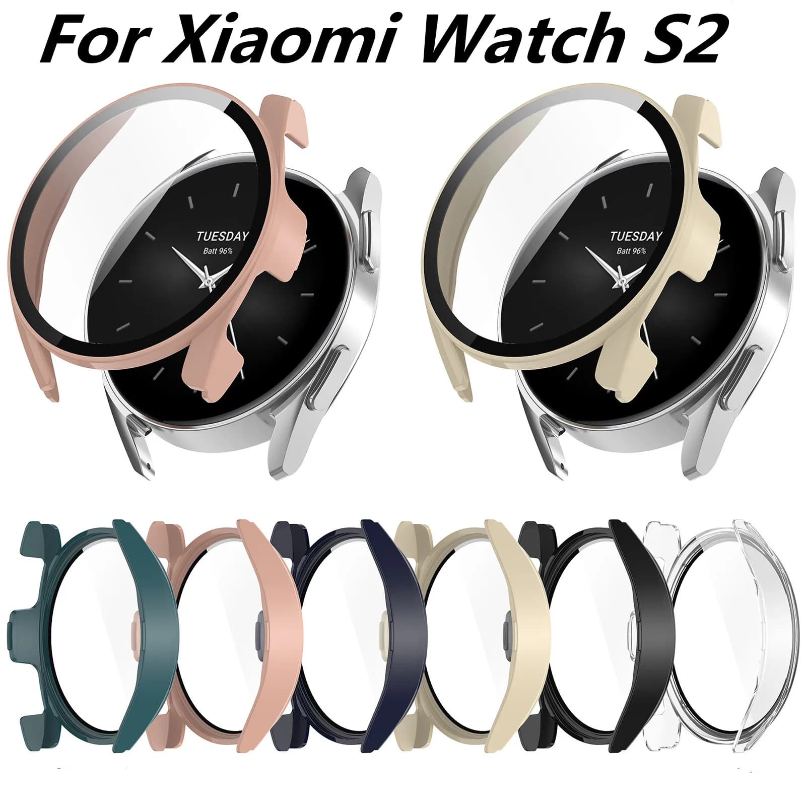 Vetro temperato + copertura per Xiaomi Watch S2 42mm 46mm PC paraurti Custodia protettiva per schermo Xiaomi Watch serie S2 42mm 46mm Accessori