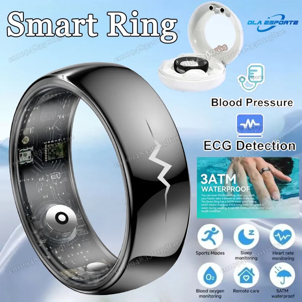 Women's Smart Ring ECG Gps Tracker Smartring Man Blood Pressure Health and Sleep Monitoring Sports Mode 5ATM Waterproof Fitness Ring
