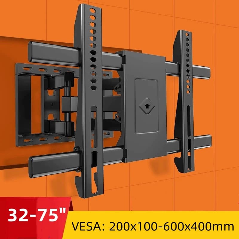 Staffa per montaggio a parete per schermo TV LCD LED da 32-75 pollici Staffa per TV inclinabile rotante regolabile allungabile Carico fino a 65 kg VESA 600 * 400 mm