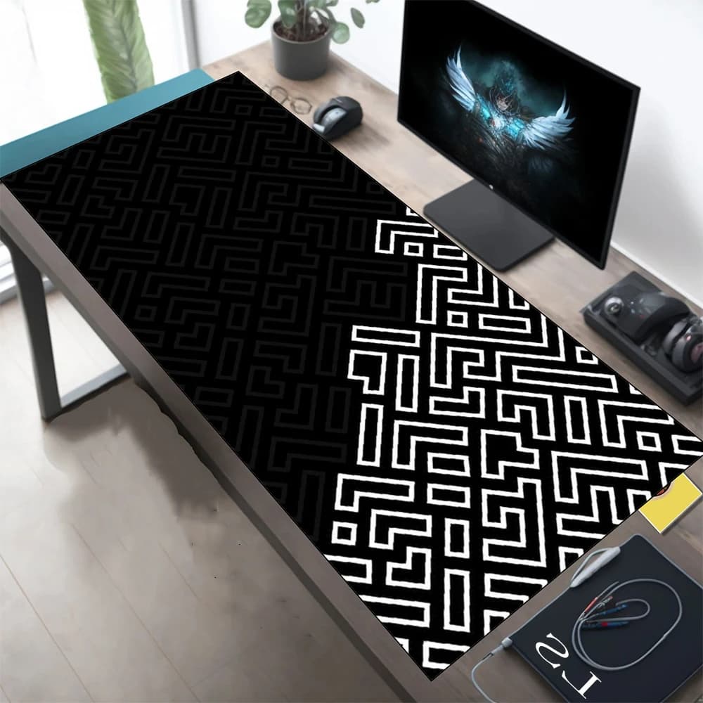 Tappetino per tastiera di grandi dimensioni 40x90 cm Bordo di blocco Addensare Tappetino per mouse da gioco Linee geometriche Tappetino per mouse antiscivolo Tappetino per mouse naturale