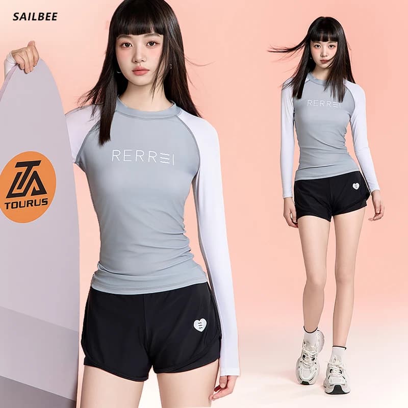 SAILBEE Women's Long Sleeved Swimwear Sub UV Sun Conservative Slim Surfer Dress Quick Dry Hot Spring Snorkeling Swimwear
