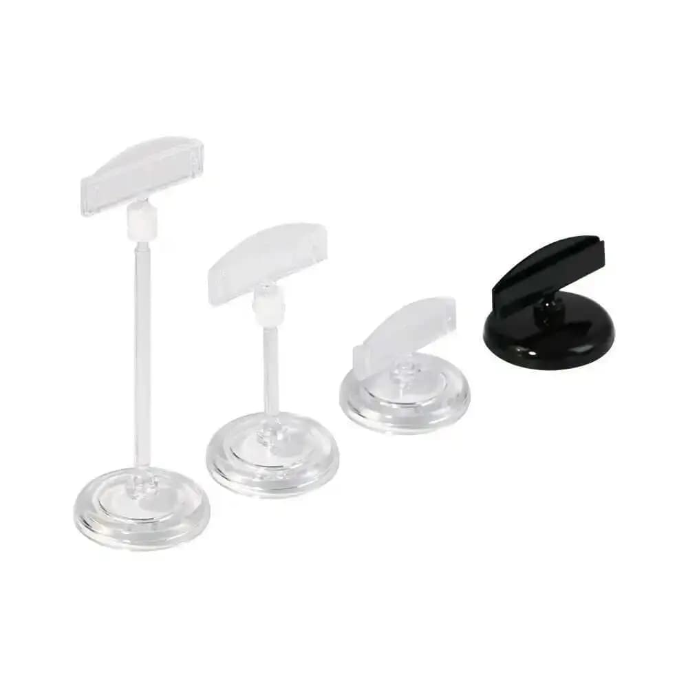 10 Pezzi Clip Girevoli in Plastica Trasparente per Cartellini da Tavolo, Porta Etichette Prezzo, Supporto per Carte di Prezzo, Clip per Esposizione da Scrivania