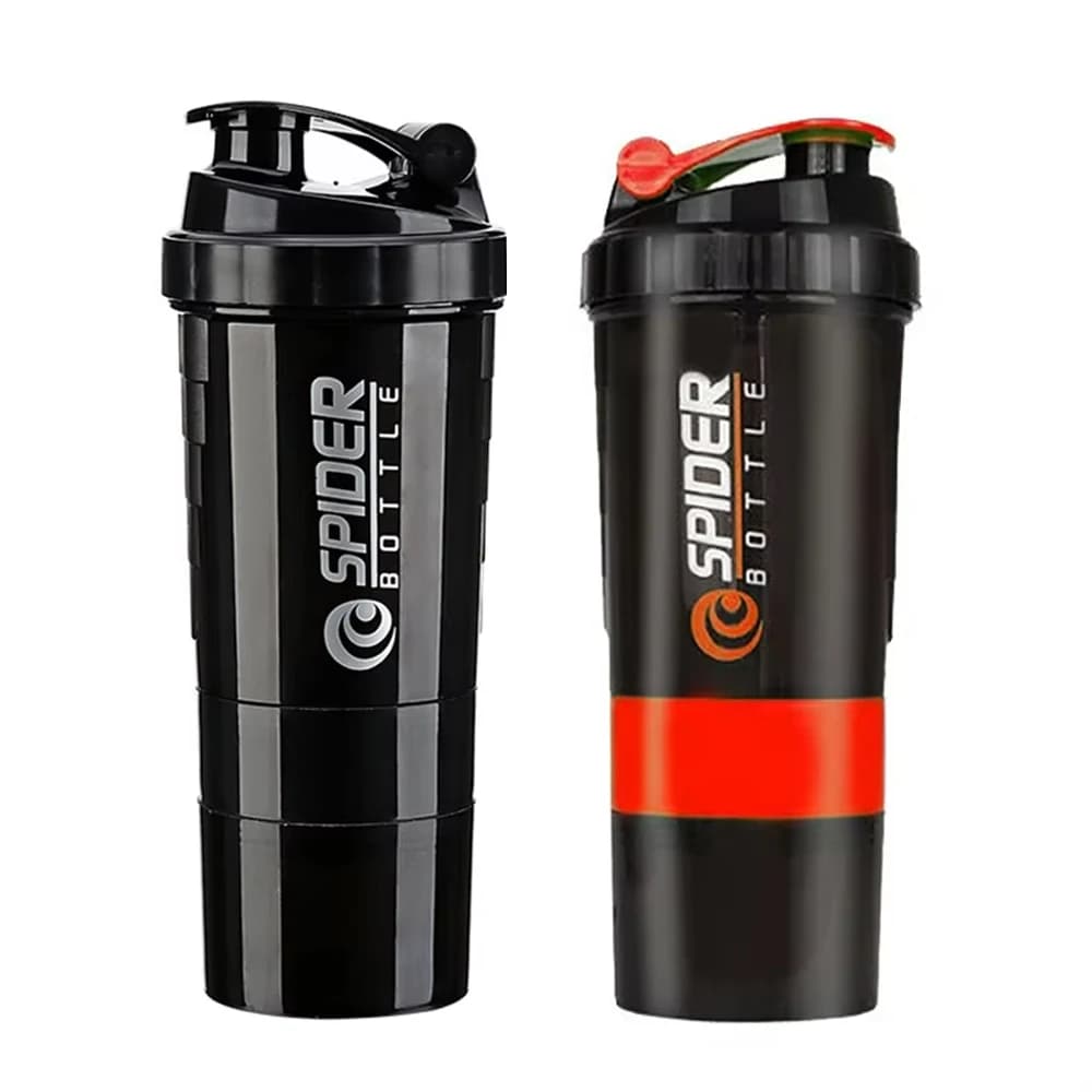 Bottiglia per shaker per proteine da 16 Oz Bottiglia per shake a prova di perdite per miscelatore di proteine Tazze da 3 once antiscivolo a 3 strati con vassoio per pillole