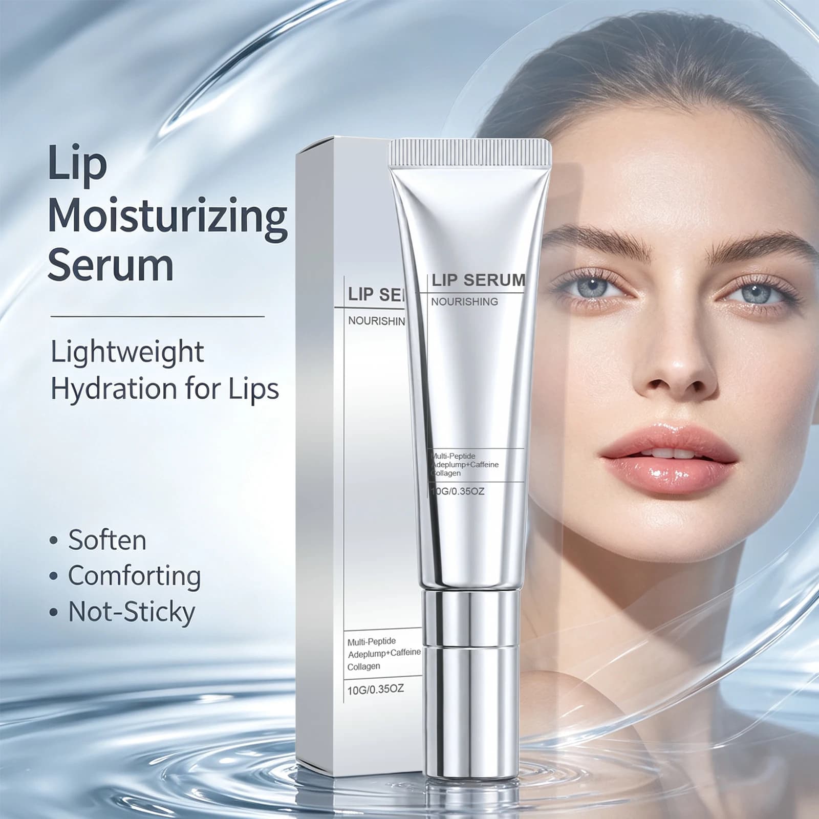 Multi-peptide Nourishing Lip Serum Collagen Caffeine Lip Plumping Essence Reduce Lip Lines Hydrating Dry Chapped Lips Care 10g