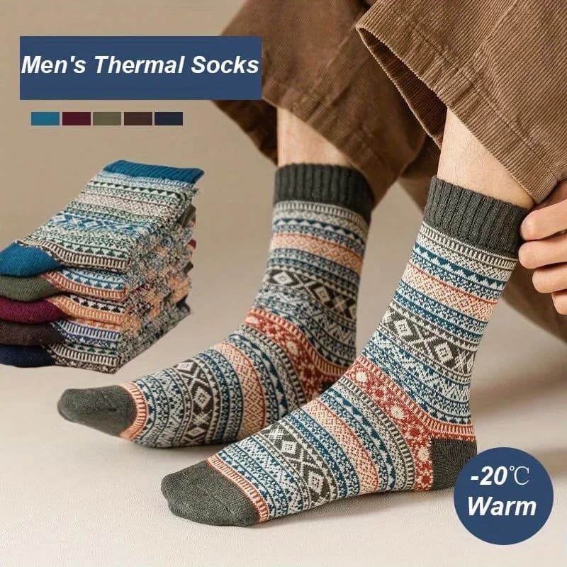 5 pairs of mid-lined tube socks retro, fashionable snow boots, casual multifunctional warm socks from outside, autumn and winter