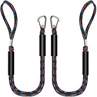 2/1 Pezzi Corde Elastici Bungee Ammortizzanti con Ganci in Acciaio Inox Regolabili per Kayak, Canoa, Moto d'Acqua, Pontone, Barca, Nautica