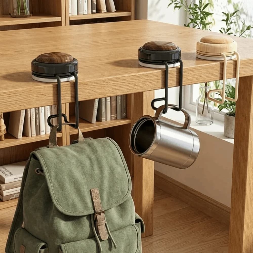 Gancio per Borsa da Scrivania in Plastica 360 ° Gancio per Cuffie da Scrivania Girevole Senza Foratura, Portatile con Ventosa Staccabile, Gancio per Borsa da Studente