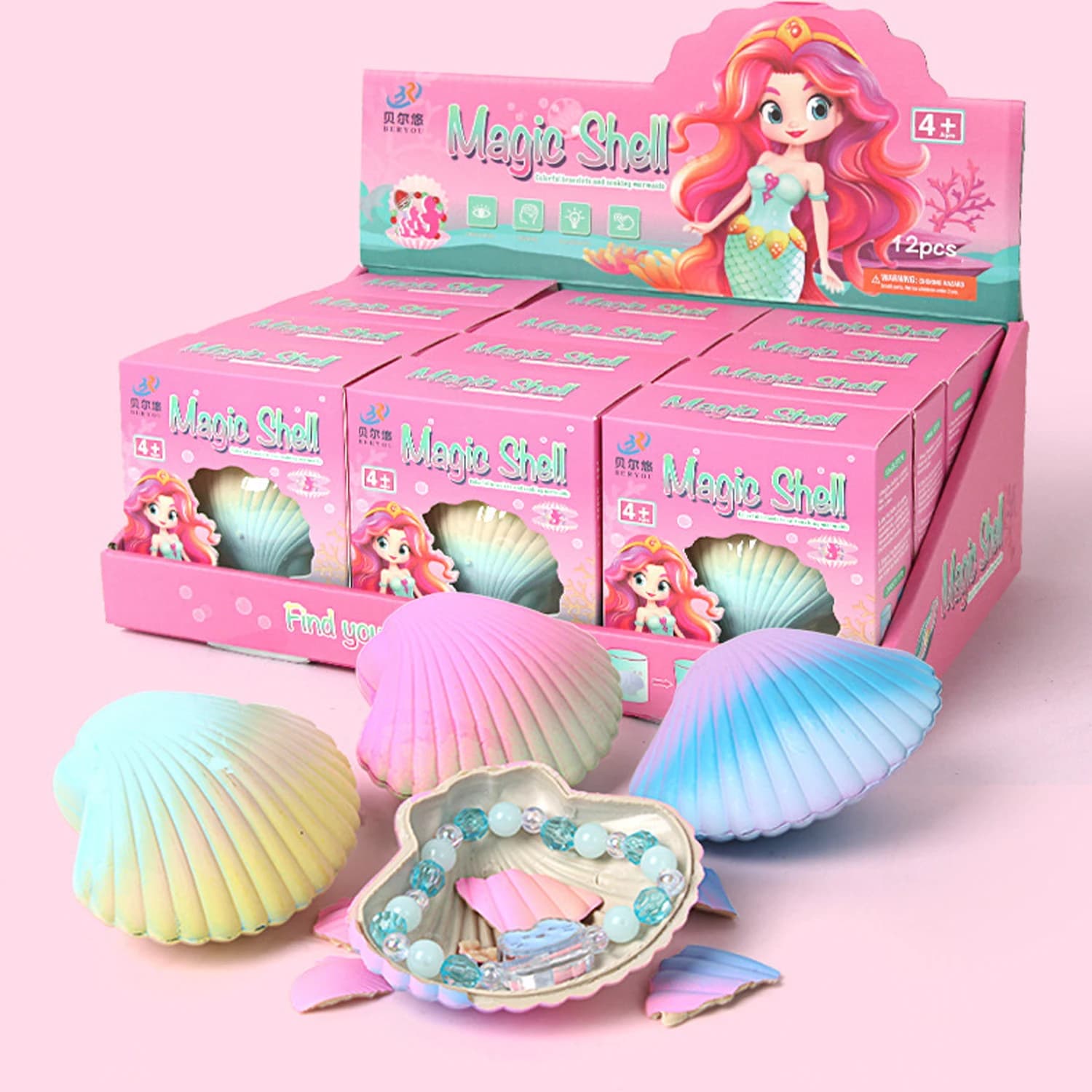 Creative Immersion in Water Hatching Shell Bracelet Children's Toy Girls Ocean Necklace Ornament Surprise Gift Blind Box
