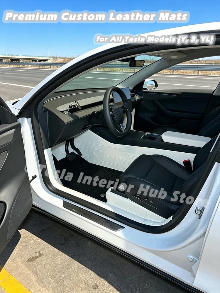 Tappetini in Leatherette 3D Alta Copertura Su Misura per Tesla Model YL/Y Juniper e Model 3 Highland - Liners Impermeabili Premium All-Season in Vari Colori
