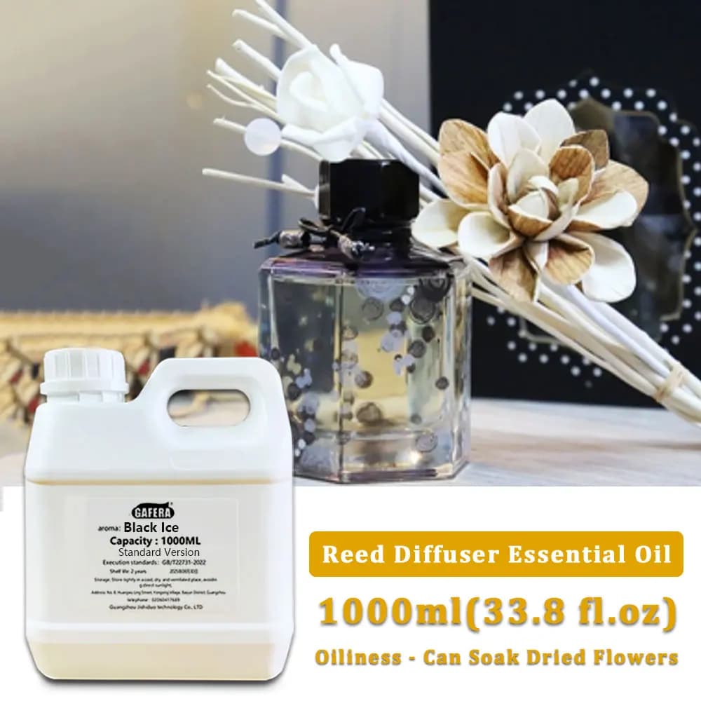 GAFERA 1000ml(33.8 fl.oz) Black Ice Shangri-La Flameless Aromatherapy Essential Oils - Reed Diffuser Oils - Large Bottle Perfume
