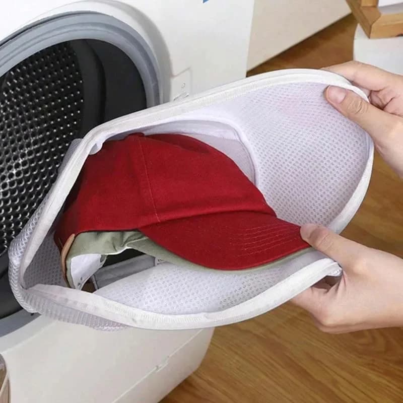 Sacchetto per Lavaggio Cappelli da Baseball Anti-Deformazione, Borsa per Lavaggio in Rete Morbida con Cerniera, Protezione per Cappelli in Lavatrice