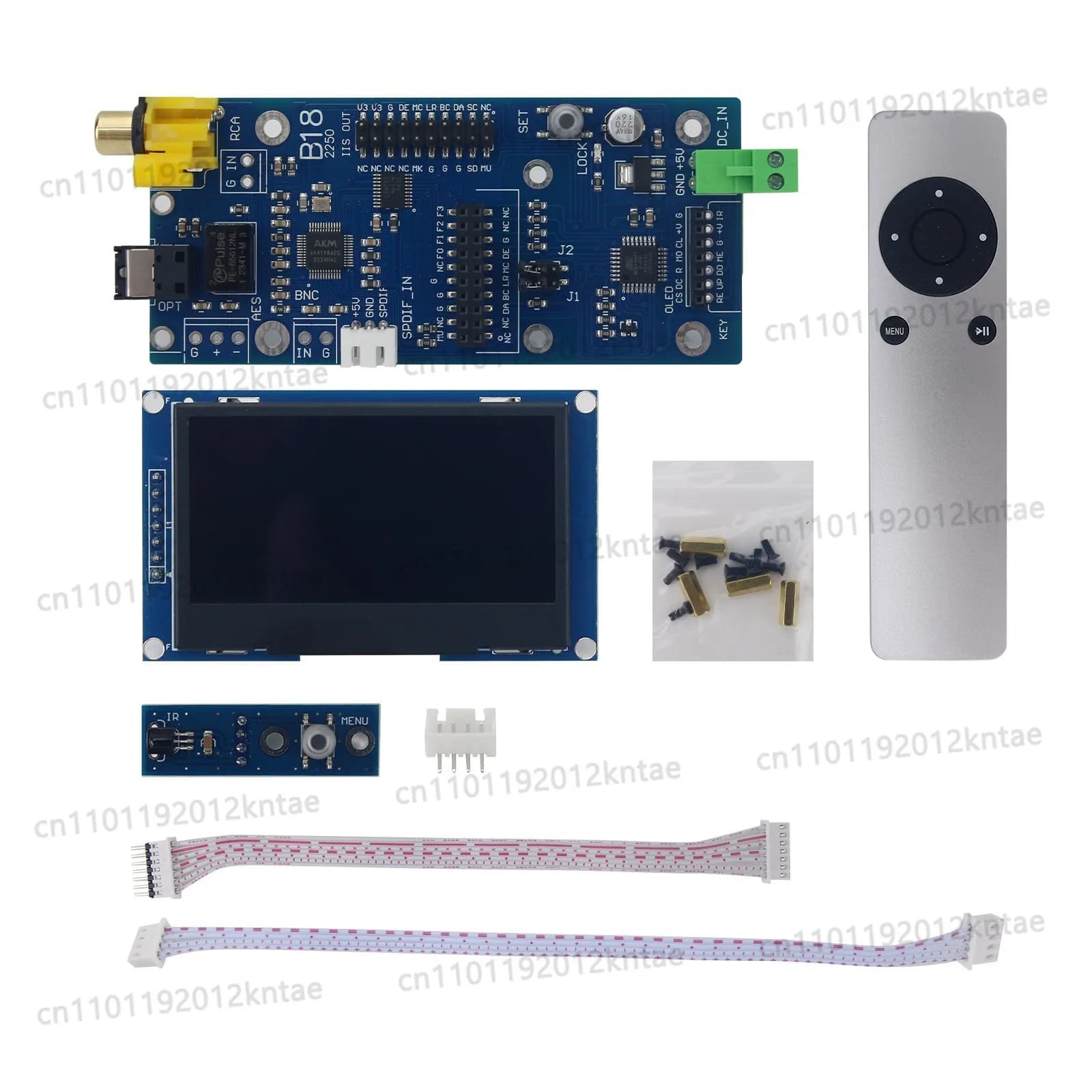 B18 2.4-inch OLED Screen Version Audio Receiving Board SPDIF to I2S Receiver Board with IR Remote Control Kit