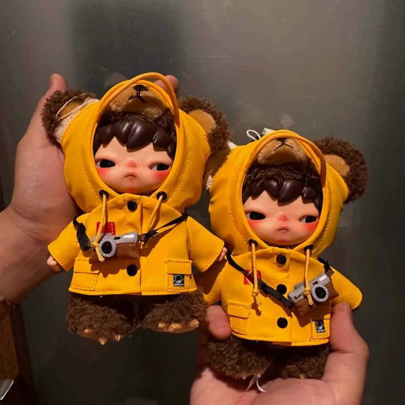 Pop Mart Hirono Kodak Plush Bear Pendant Soft Stuffed Bag Charm Backpack Decoration Collectible Ornament Portable Bag Accessory