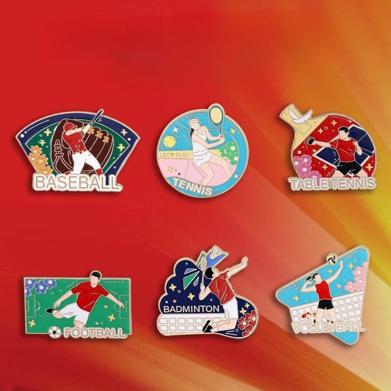 Distintivo per Appassionati di Sport per Ping Pong, Badminton, Calcio, Pallavolo, Sci, Baseball, Tennis, Decorazione Fai-da-Te per Vestiti