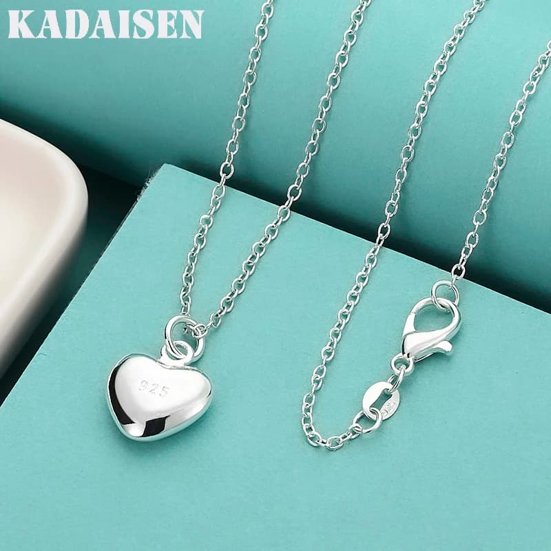 Sterling 925 Sterling Silver Necklace with Solid Heart, 18-24 Inch Snake Chain, Fashion Luxury Jewelry for Women, Ideal for Weddings