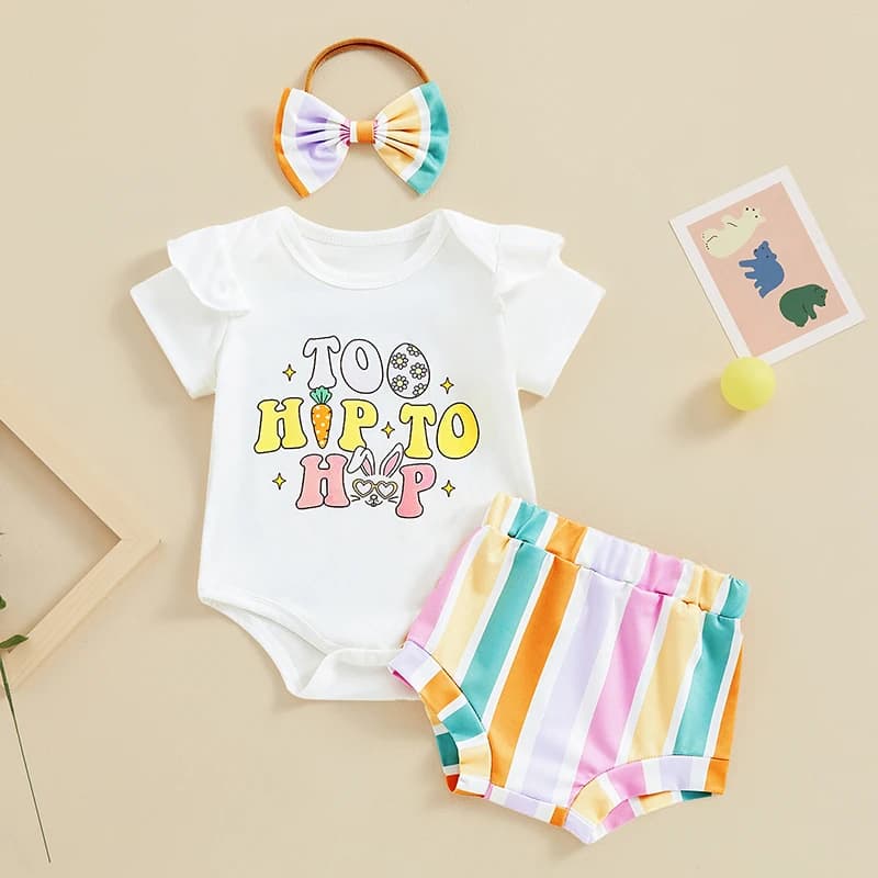 Completo da bambina in 2 pezzi, top senza maniche con stampa floreale e pantaloncini di jeans con fascia per capelli, set di vestiti estivi per bambini