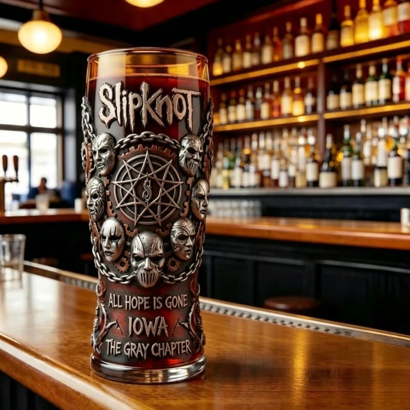 Boccale da Birra a Tema Slipknot Heavy Metal, Bicchiere Vintage Gotico in Rilievo, Regalo per i Fan del Nu Metal