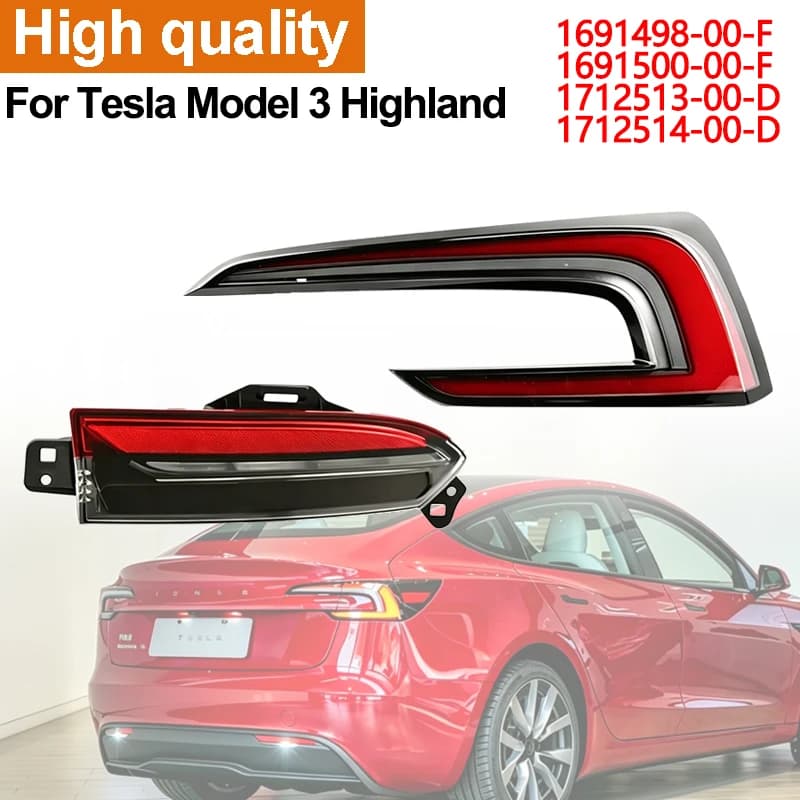 Fanale posteriore a LED per portellone bagagliaio Tesla Model 3 Highland 2024-2026, con indicatori di direzione, retromarcia, fendinebbia e luce di stop, gruppo ottico posteriore