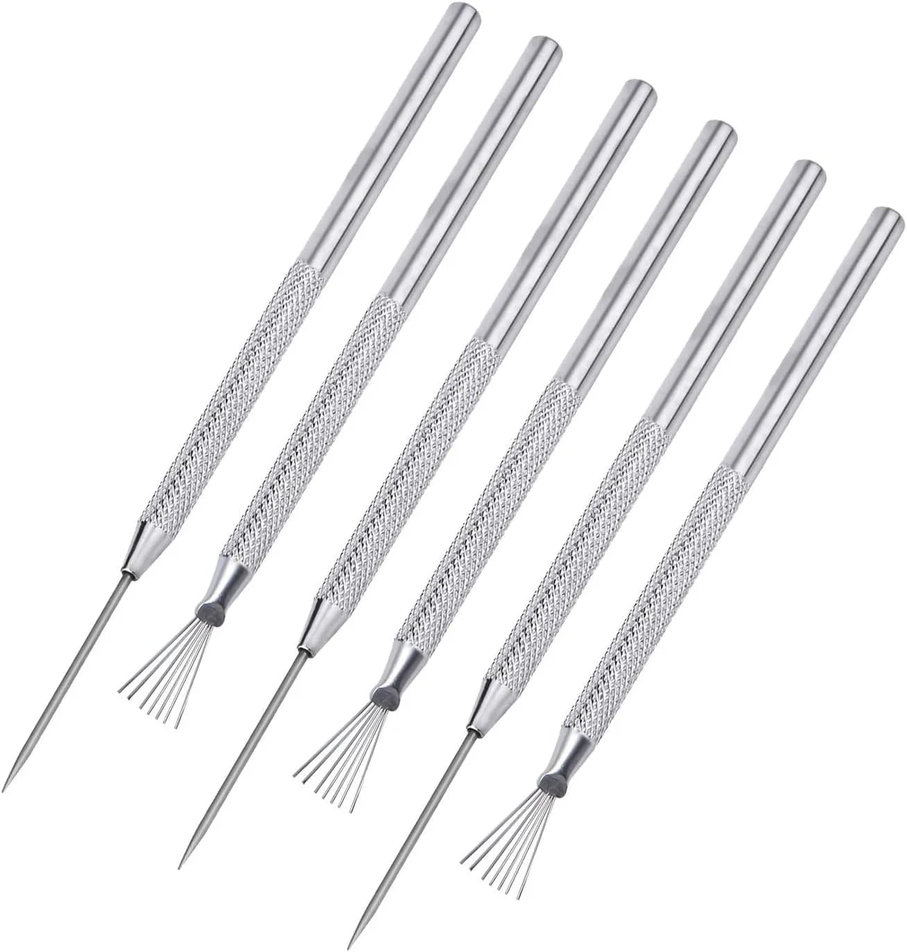 6Pcs strumenti per il dettaglio dell'ago in ceramica di argilla strumento per la struttura del filo di piume per il Kit di strumenti per scolpire la ceramica di argilla dettaglio scultura spilla di piume