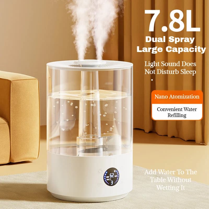 Diffusore d'Aria con Telecomando, Umidificatore da Tavolo per Casa, Grande Nebulizzazione, Umidificazione Silenziosa e Delicata sulla Pelle